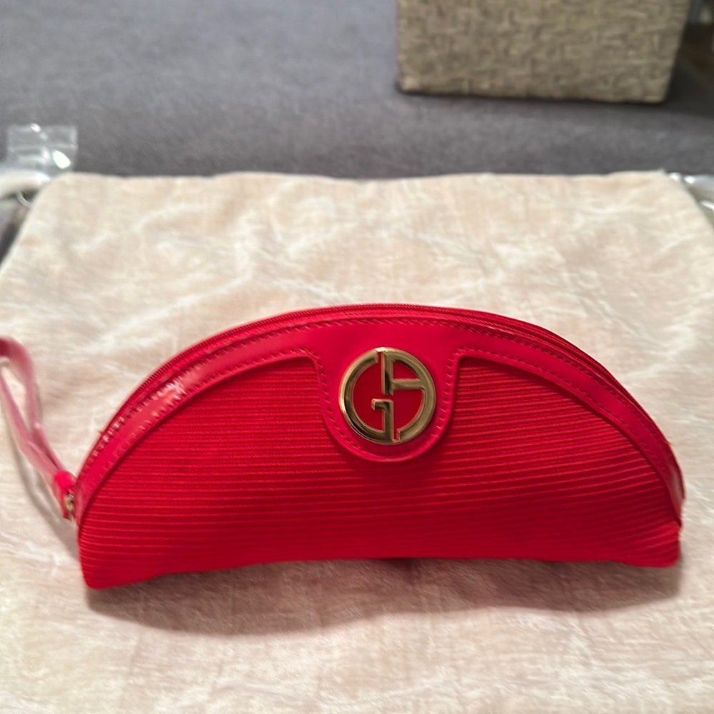 Giorgio Armani Beauty Red Cosmetic Makeup Bag